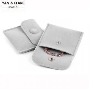 Grey Velvet Pouch with a Button Closure, 3 Standard Sizes and OEM could be Customized