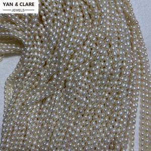 6-7mm White Rice Shape Freshwater Pearl Strand