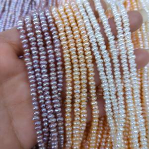 3-3.5mm bread shape freshwater pearl strand around 35cm White Pink Purple Freshwater Pearl 