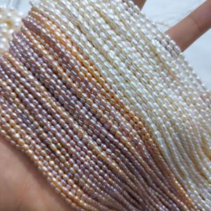 3-4mm Mini Size Purple Pink White Freshwater Pearl Strand