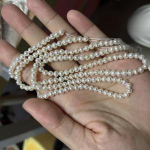 3-4mm near round white freshwater pearl strand in 39cm for earrings pendant bracelet necklace making